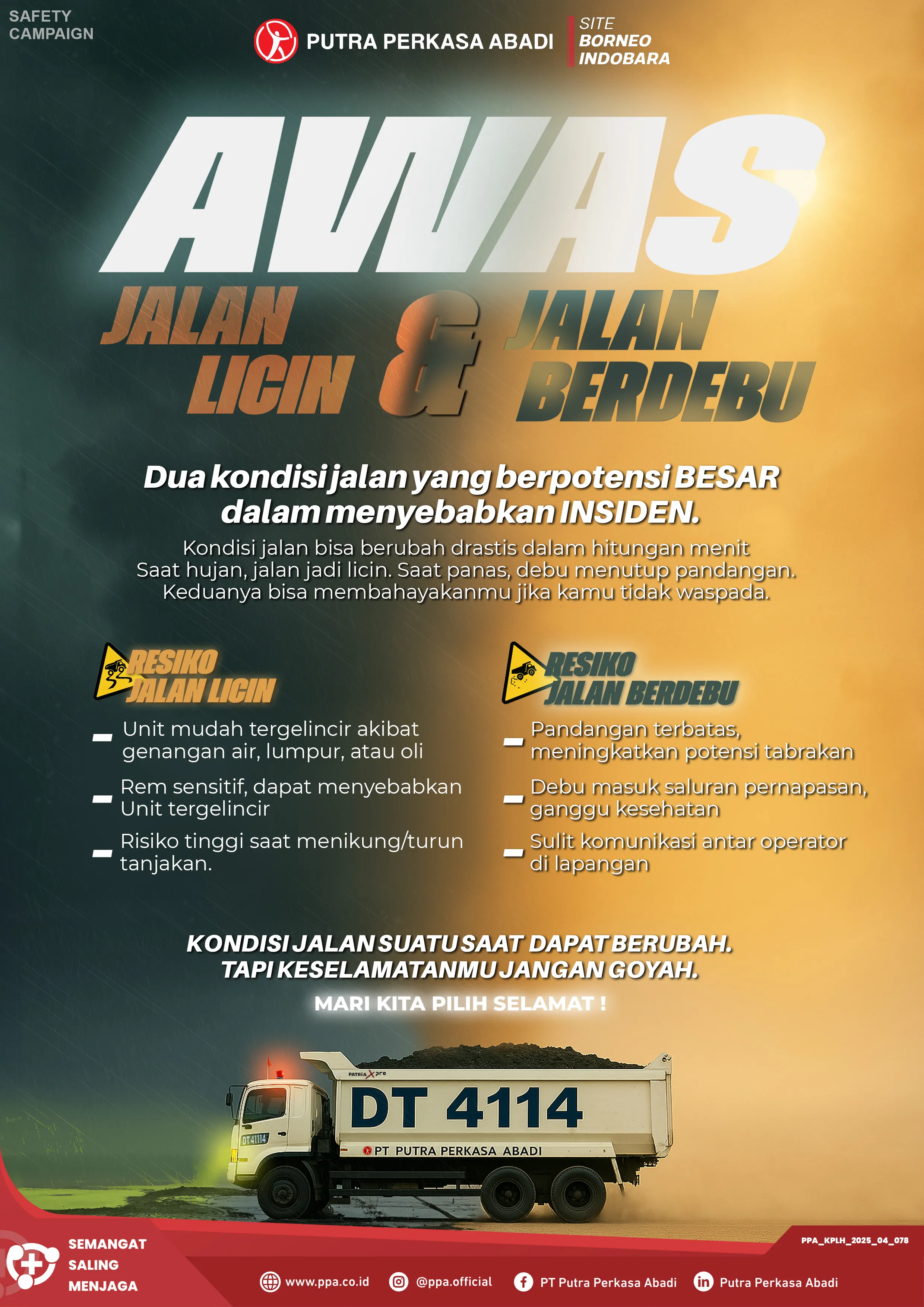 Awas Jalan Licin dan Jalan Berdebu, Keselamatan Harus Tetap Jadi Prioritas